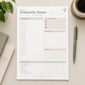 Daily Productivity Planner printable PDF mockup